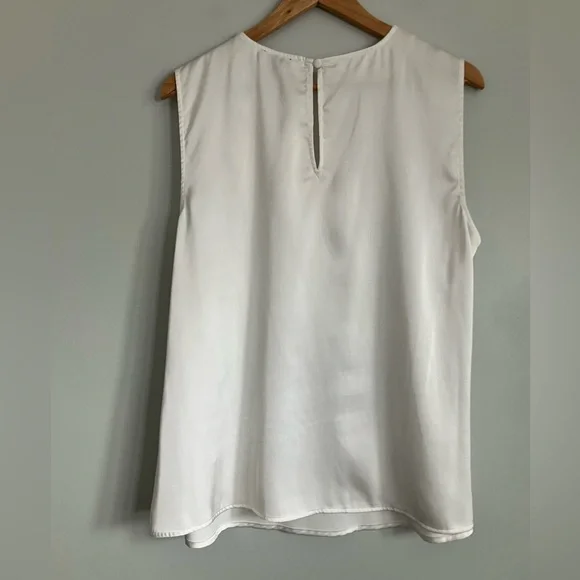HALOGEN White Subtle Metallic High Neck Tank Blouse Size XL - Picture 5 of 10